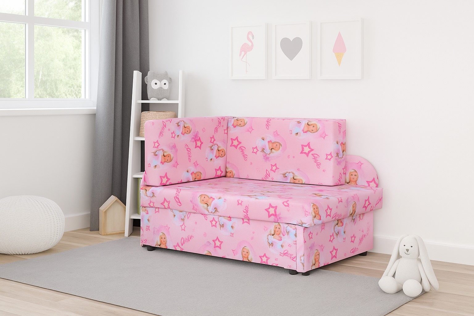 Sofa dziecięca Kubuś różowy w lalki dla dziewczynki