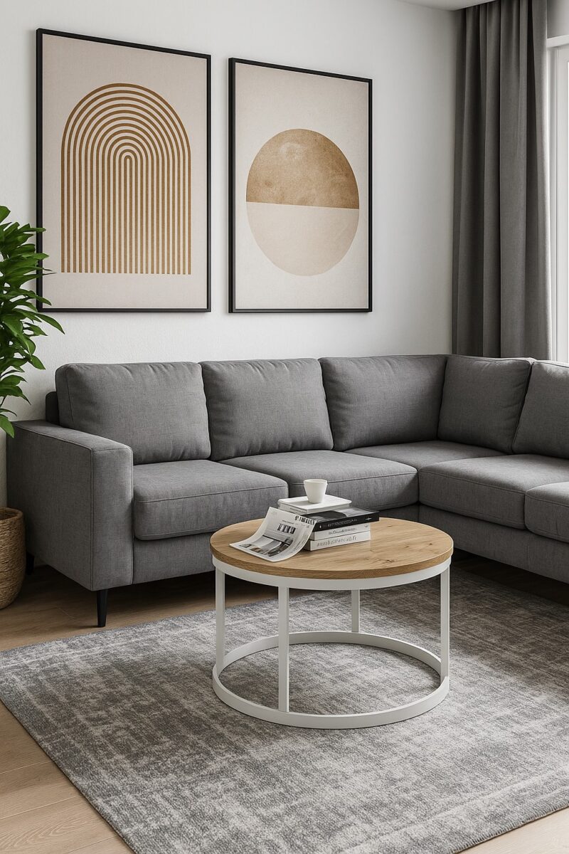 Stolik kawowy okrągły loft 550x550