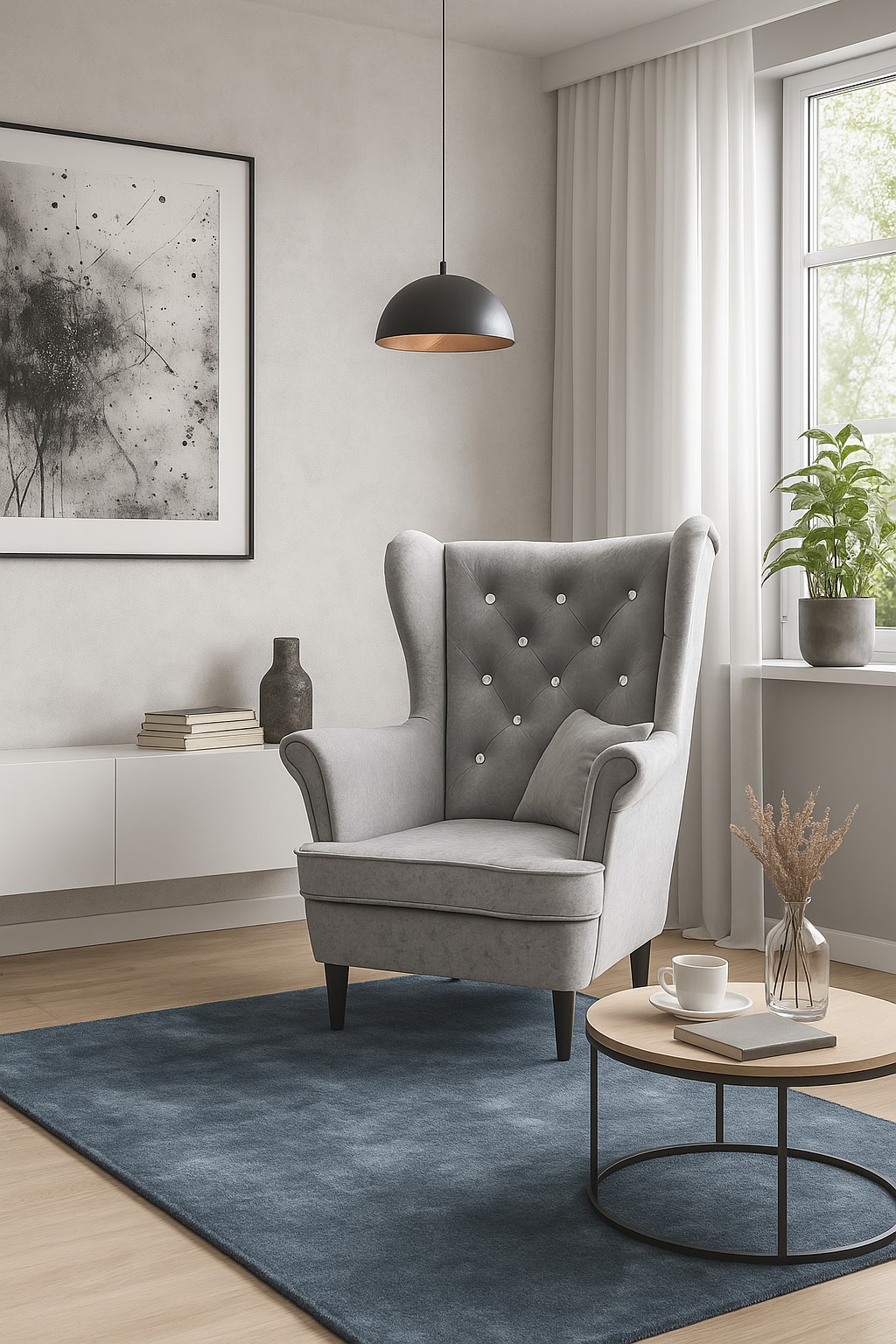 Fotel uszak z cyrkoniami na oparciu