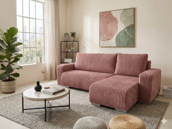 Narożnik Tilia w różowym kolorze